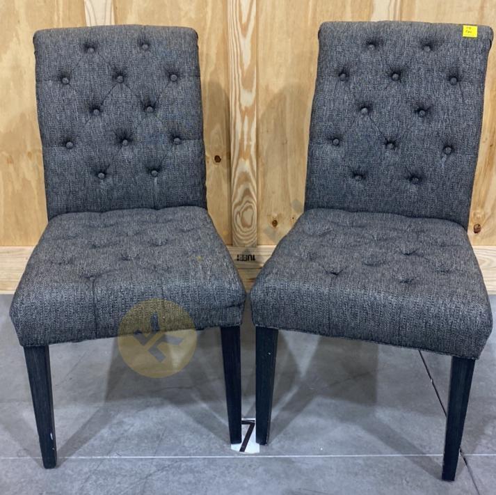 2 Tweed Tufted Side Chairs