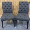 2 Tweed Tufted Side Chairs