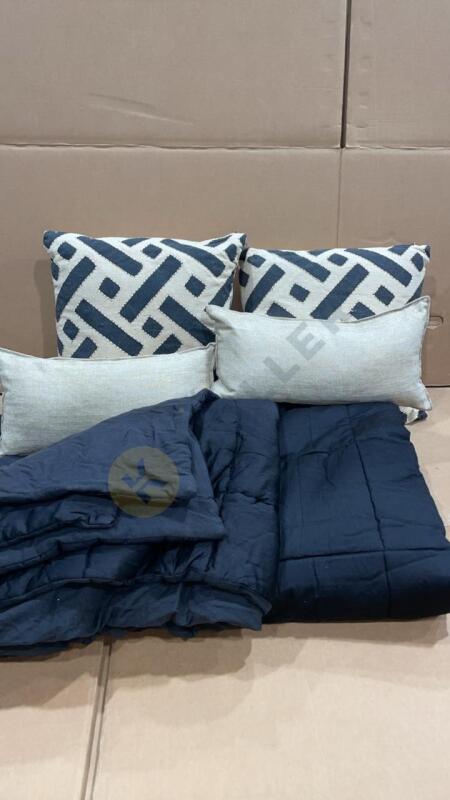 King Comforter and Assorted Decorative Pillows