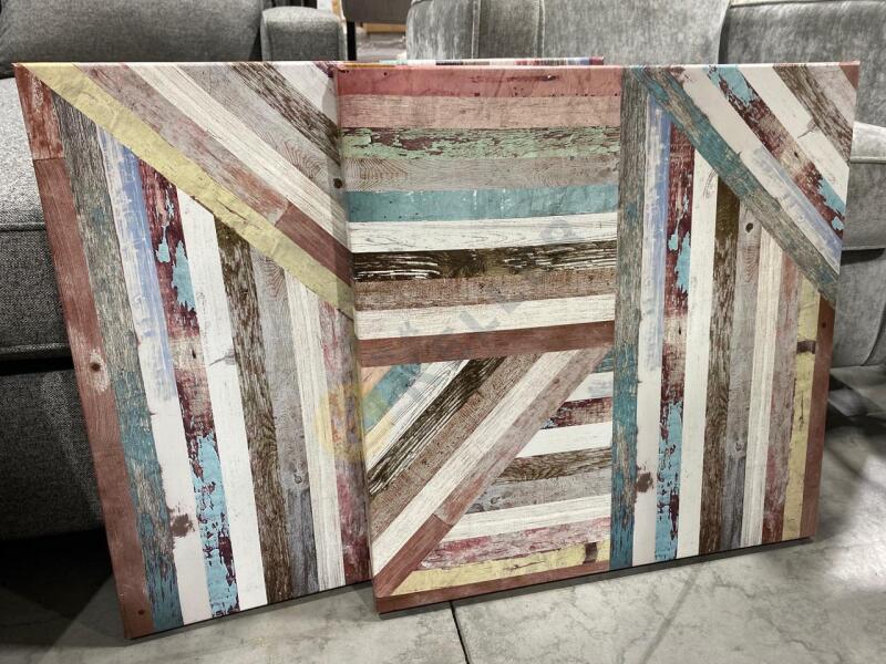 2 Retro Wood Texture Stretched Canvas Prints