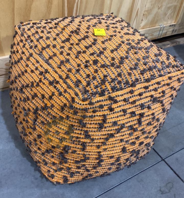 Orange and Grey Pouf