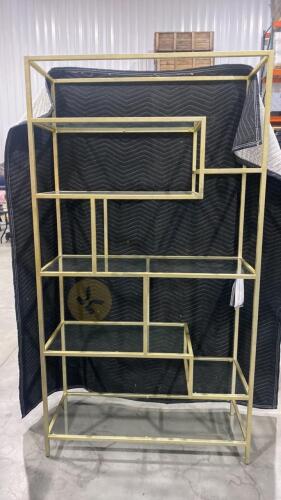 Muted Brass and Glass Display Shelf by Hooker