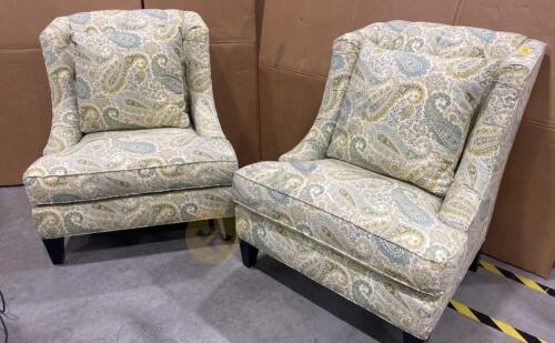 2 Paisley Print Accent Chairs by Sam Moore