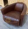 Leather Swivel Lounge Chair with Chrome Base