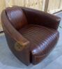 Leather Swivel Lounge Chair with Chrome Base - 4