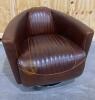 Leather Swivel Lounge Chair with Chrome Base - 6