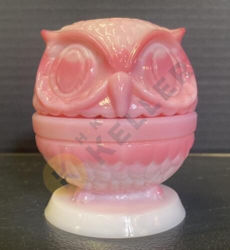 Fenton Pink Glass Rosalene Owl "Fairy Lamp"