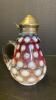 Early 20th Century Hobbs Brockunier Cranberry Coin Dot Glass Syrup Pitcher - 3