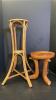 Ethiopian Jimma Tribal Stool plus Wicker and Rattan Plant Stand