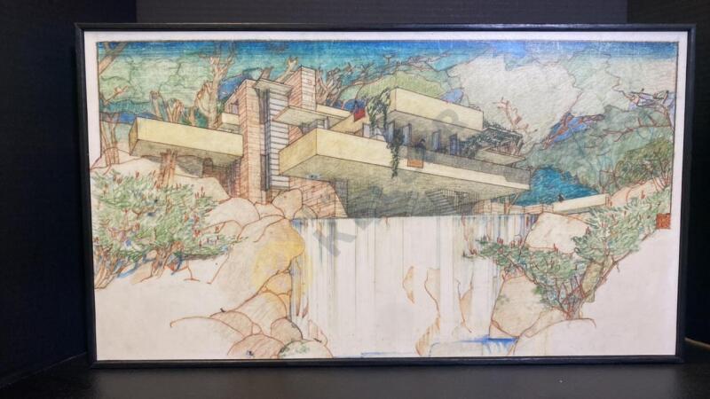 Framed Frank Lloyd Wright Falling Water Abstract Print