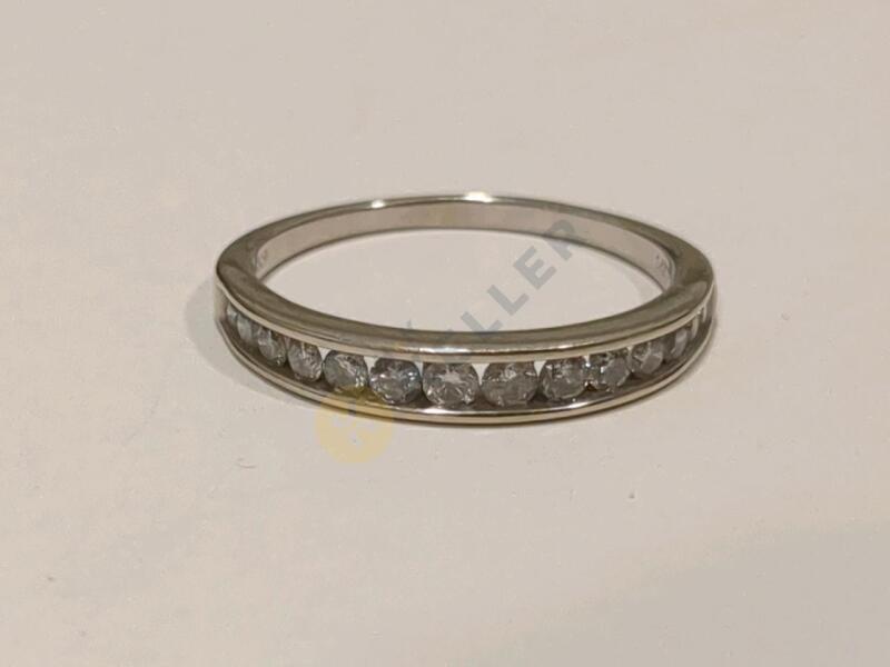 10K White Gold Ring with Diamonds