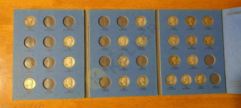 1930 Silver Standing Liberty and Washington Head Quarter Coins in Book from 1932 - 1945