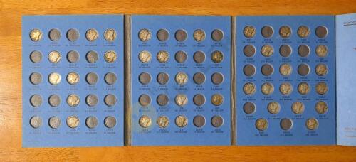 Silver Mercury Head Dime Coins in Book from 1916 - 1945