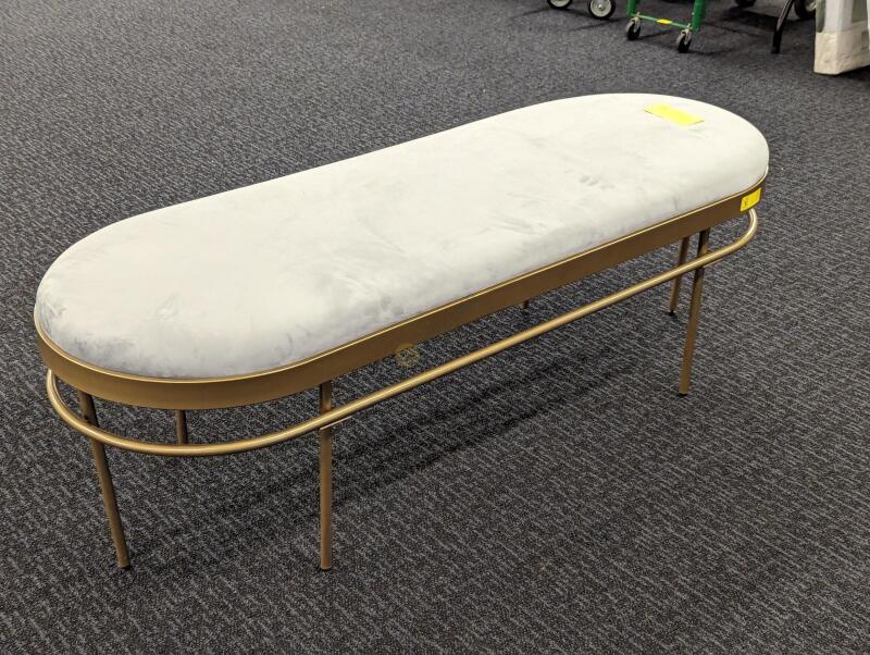 MCM Brass and Upholstery Bench by Safavieh