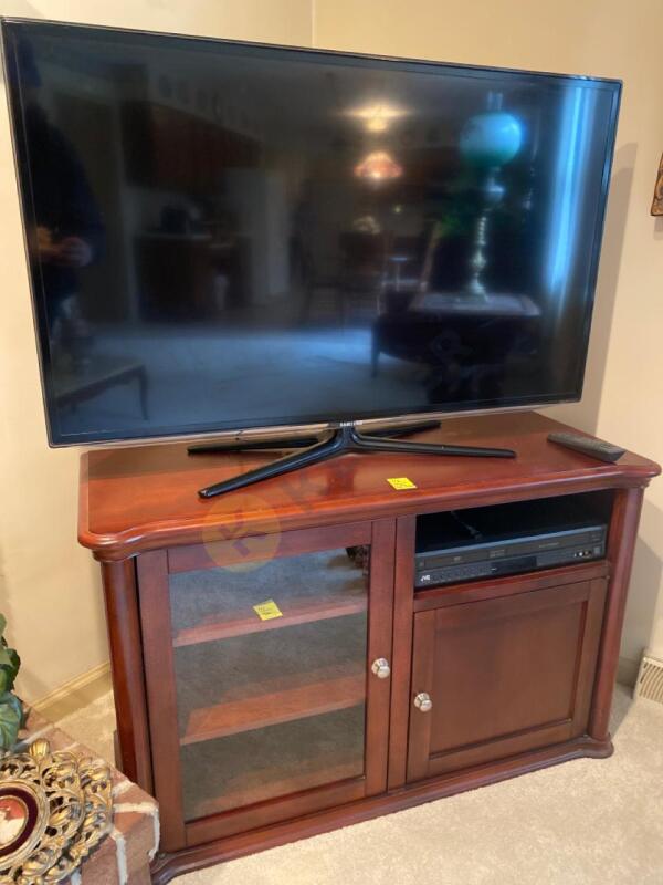 Samsung TV, JVC DVD Player, Cabinet, and More