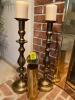 Pair of Brass Candlesticks and Ash or Match Holder