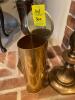 Pair of Brass Candlesticks and Ash or Match Holder - 5