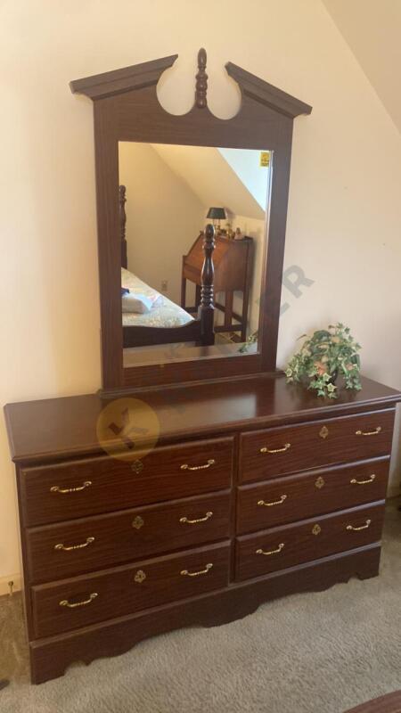 Dresser with Mirror and Chest of Drawers plus Contents