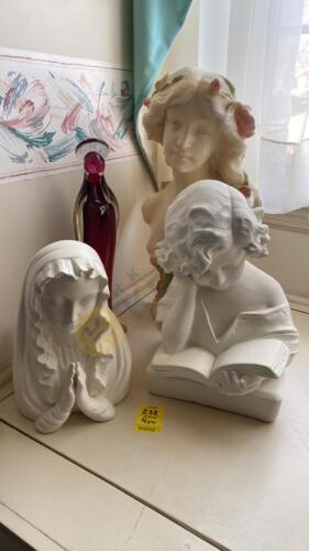 3 Busts and a Glass Sculpture