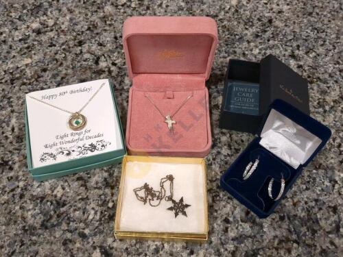 Sterling Silver Necklaces and Earrings in Boxes