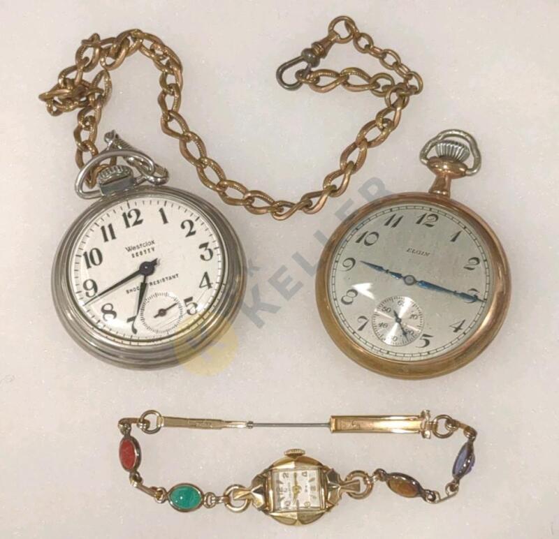 2 Pocket Watches and a Scarab Ladies Watch