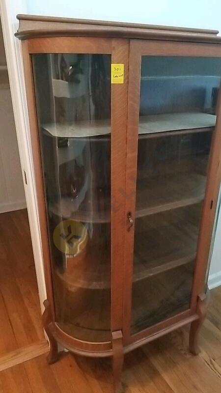 Vintage Bow Front Curio Cabinet