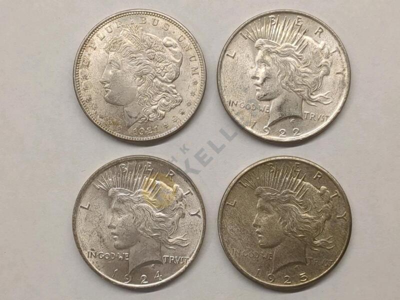 1921, 1922, 1924, and 1925 Silver Dollar Coins