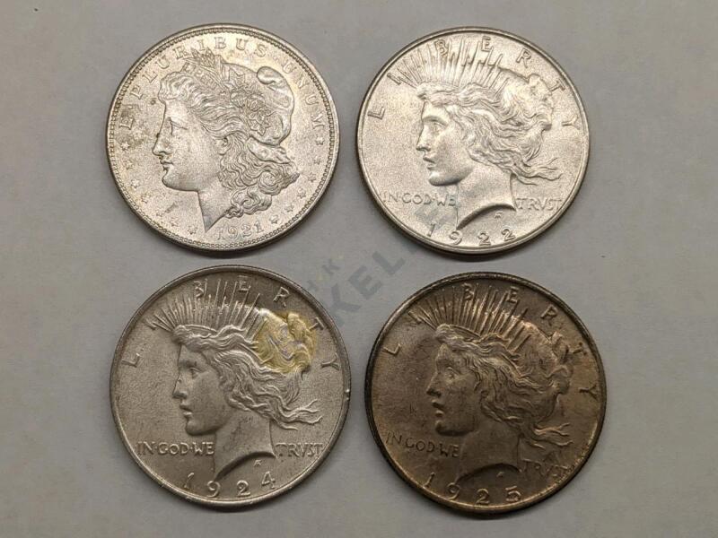 1921, 1922, 1924, and 1925 Silver Dollar Coins