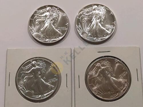 1987, 1988, 1989, and 1990 Eagle Silver Dollar Coins