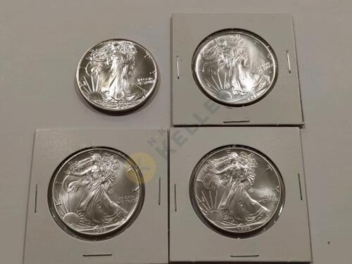 1988, 1992, 1993, and 1995 Eagle Silver Dollar Coins