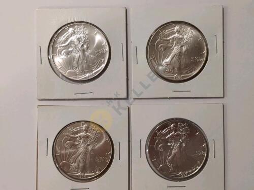 1994, 1995, 1996, and 1997 Eagle Silver Dollar Coins