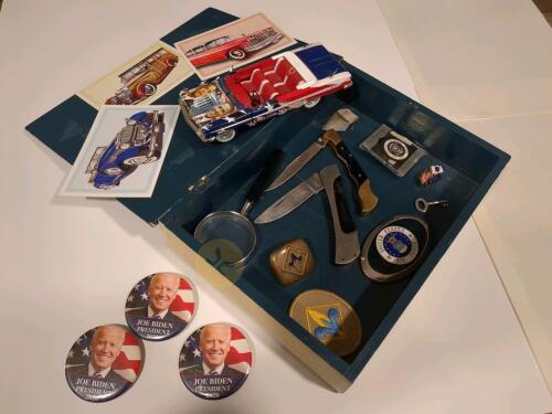 Obama Car Model, US Air Force Belt Buckle, Boy Scout Items, Biden Pins, and More