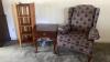 Wingback Chair, Broyhill Side Table and Mission Style Shelf