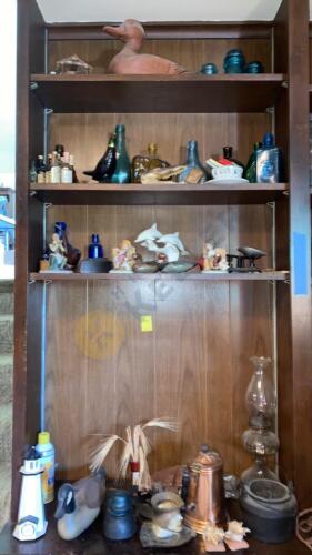 Duck Carvings, Oil Lamp, Glass Bottles and More