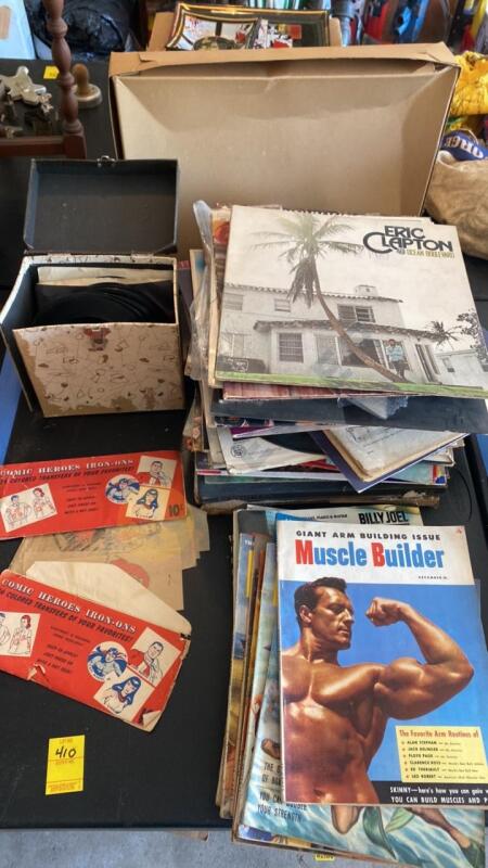 Vintage Muscle Builder Magazines, Vintage Iron Ons and Records