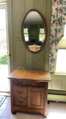 Wall Mirror and Antique Cabinet