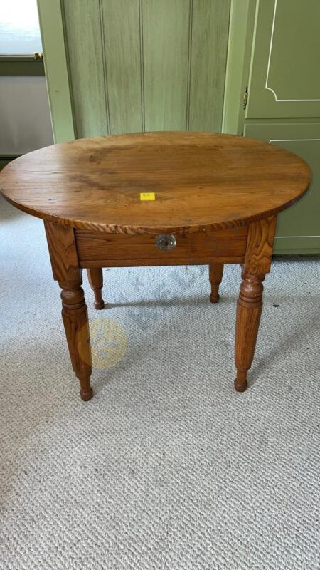 Round Wooden Table with Drawer