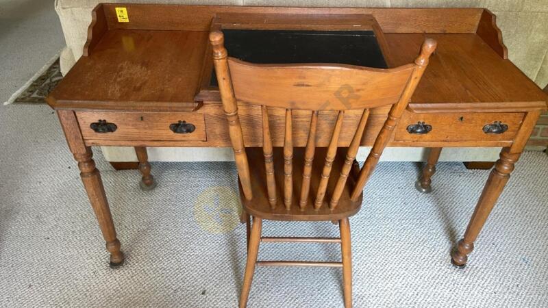 Martic Township Southern Lancaster County Antique School Teachers Desk and Chair